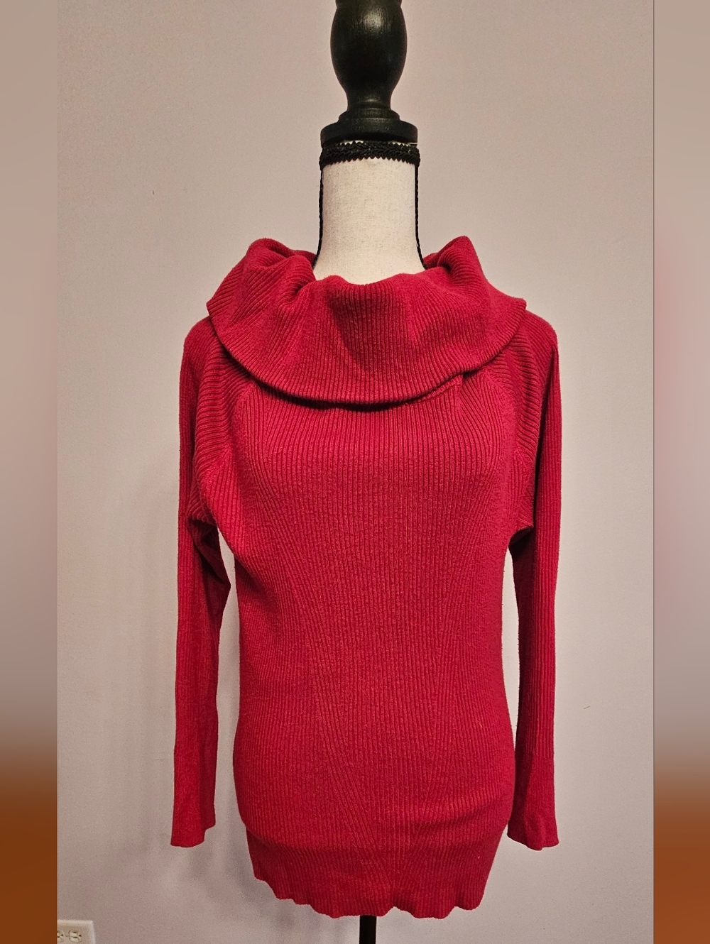 Torrid Red Ribbed Cowl Neck Sweater